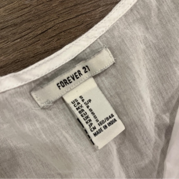 Forever 21 Boho Blouse Top Size Small White - Picture 5 of 5